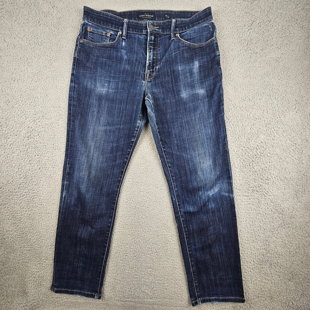 Lucky Brand 221 Straight Jeans Mens 35/30 Dark Wash Coolmax Stretch Denim - Picture 2 of 9